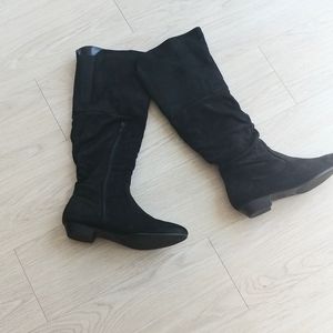 Black Suede Knee High Slouch Boots Women Size 9M